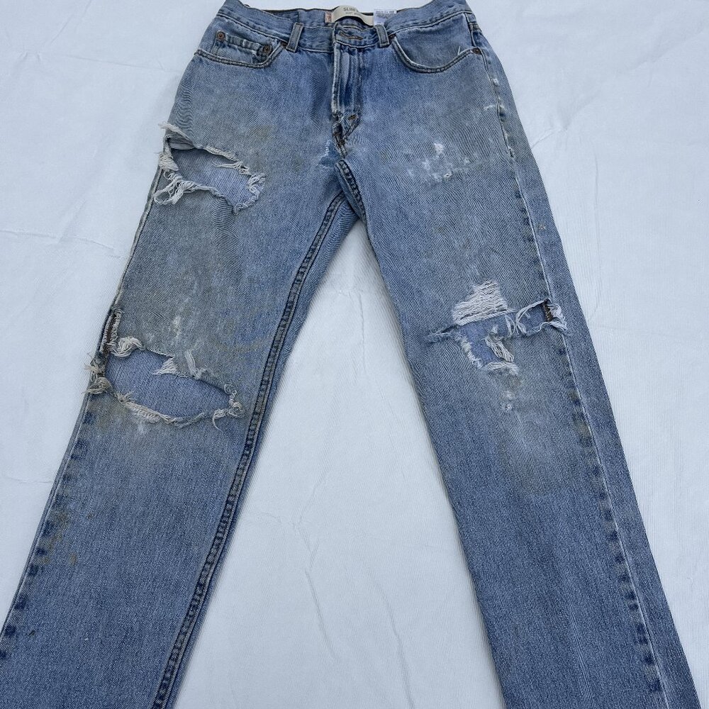 Vintage Levis 512 Slim Fit Jeans Size 30x34 Distressed Holes
